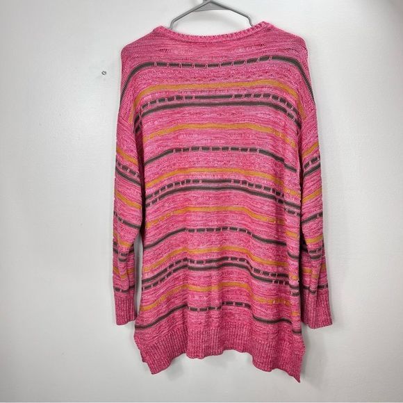 Soft Surroundings Lisabetta Art Stripe Dusty Cedar Pink Sweater 1X - Picture 6 of 11